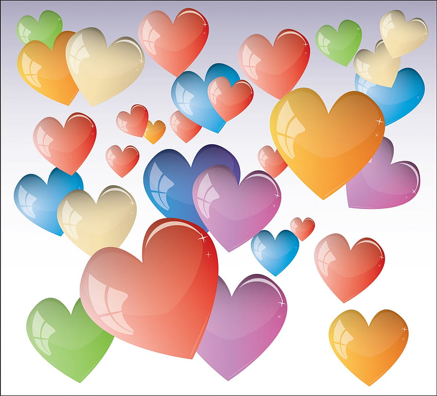 Colour hearts, background, heart, color, love HD wallpaper
