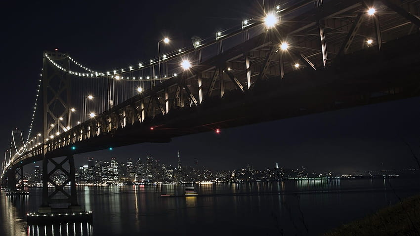 Kota, Jembatan, Langit, Malam, Waktu,, Latar Belakang, Nightime Wallpaper HD