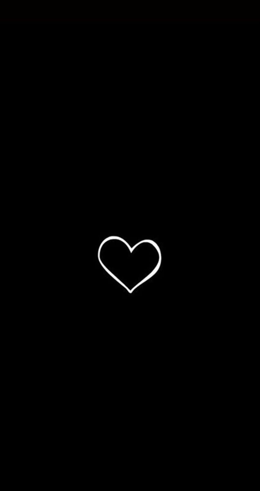 simple heart outline drawing shared, Black Drawing HD phone wallpaper
