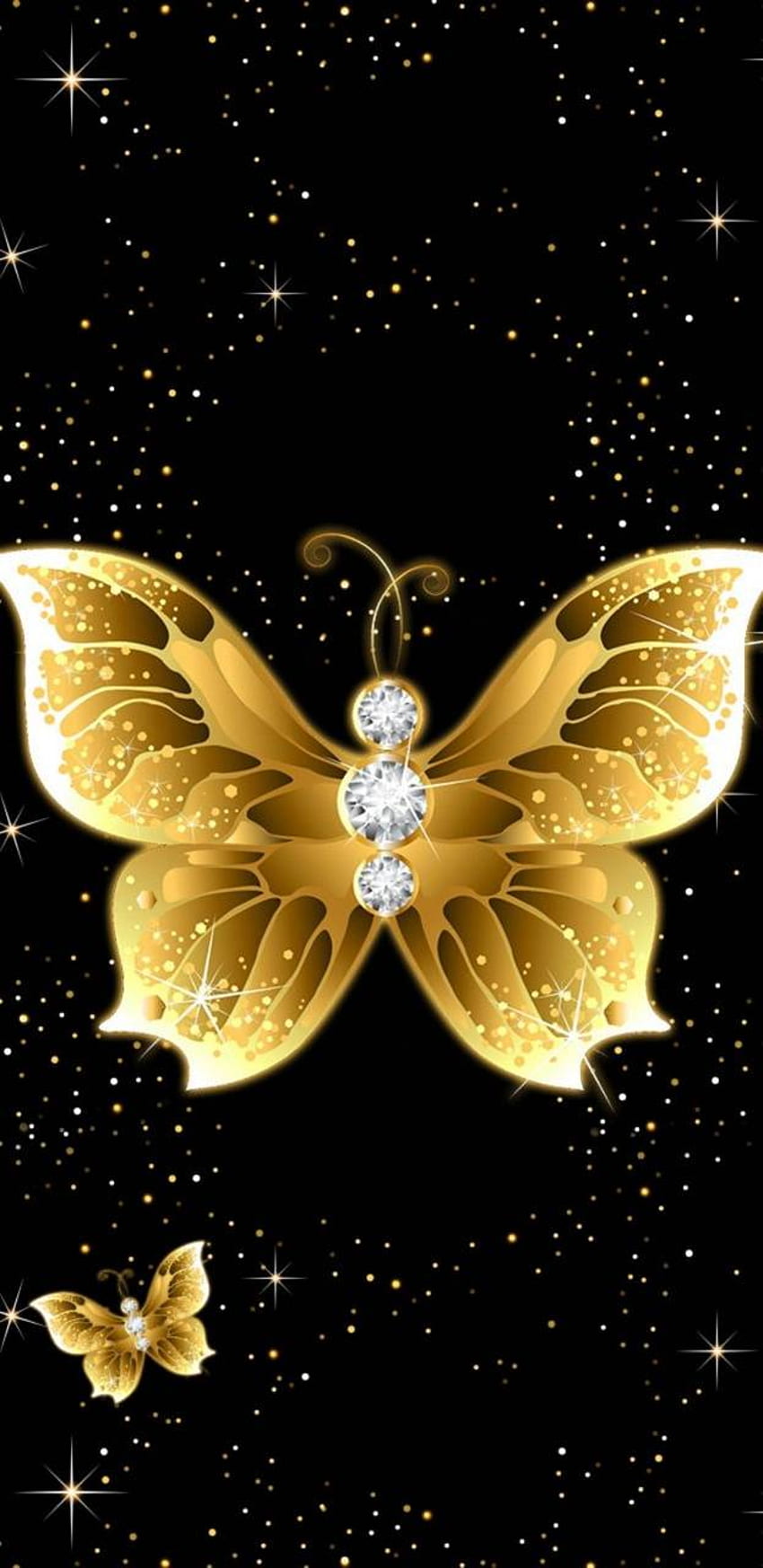 Златни пеперуди, Диамантена пеперуда HD тапет за телефон