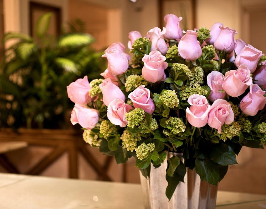 Cute bouquet, bouquet, roses, pink roses, flowers, lovely HD wallpaper