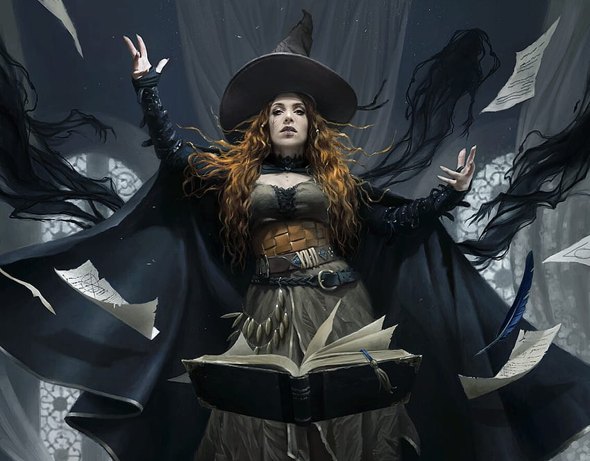 Tasha the witch queen, bruxa, halloween, martina fackova, preto, arte, tasha, fantasia, chapéu papel de parede HD