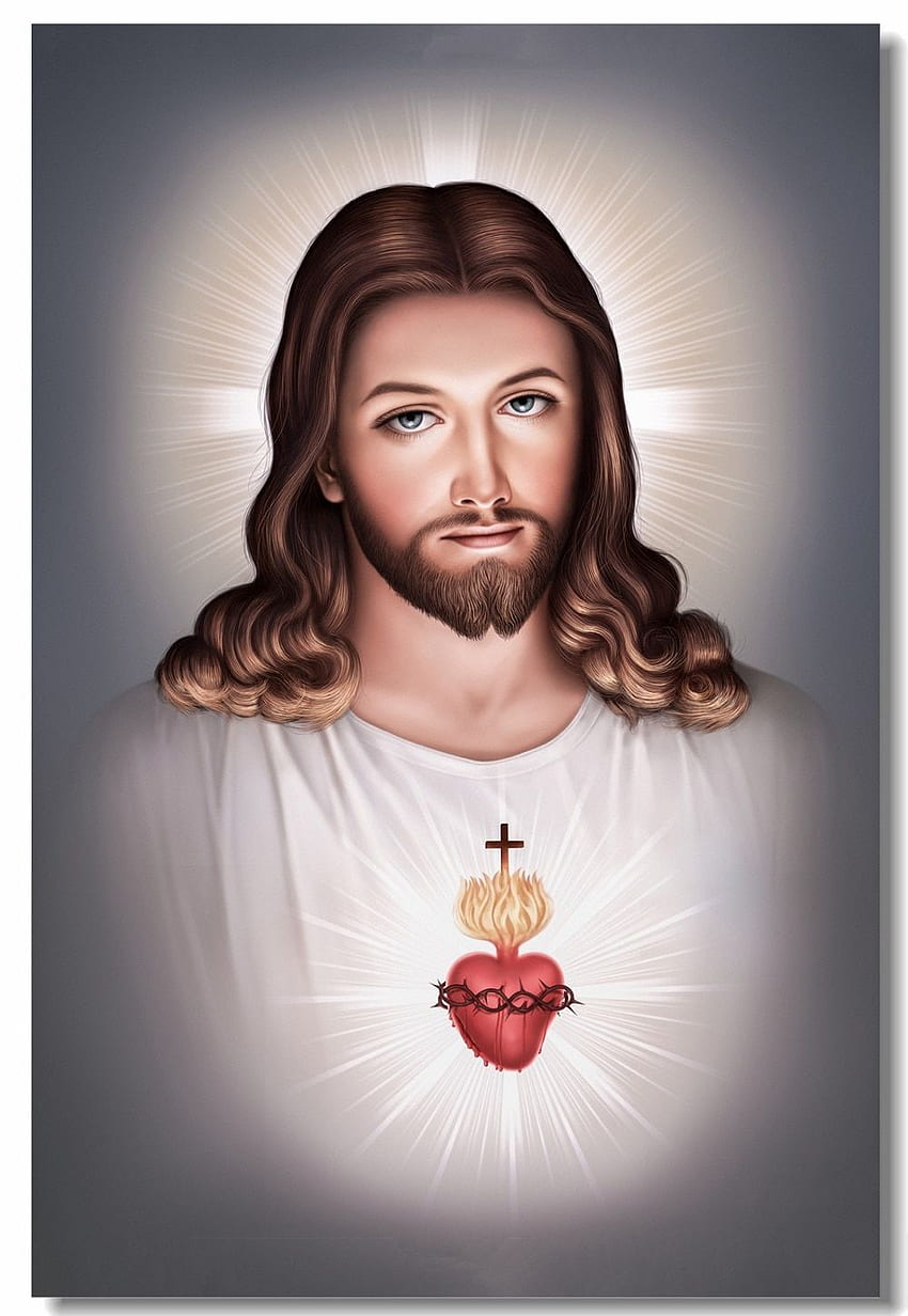 Niestandardowe płótno dekoracje ścienne Najświętsze Serce Jezusa Chrystusa plakat, miłosierdzie Boże Tapeta na telefon HD
