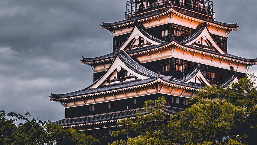 hiroshima castle, japan, architecture HD wallpaper
