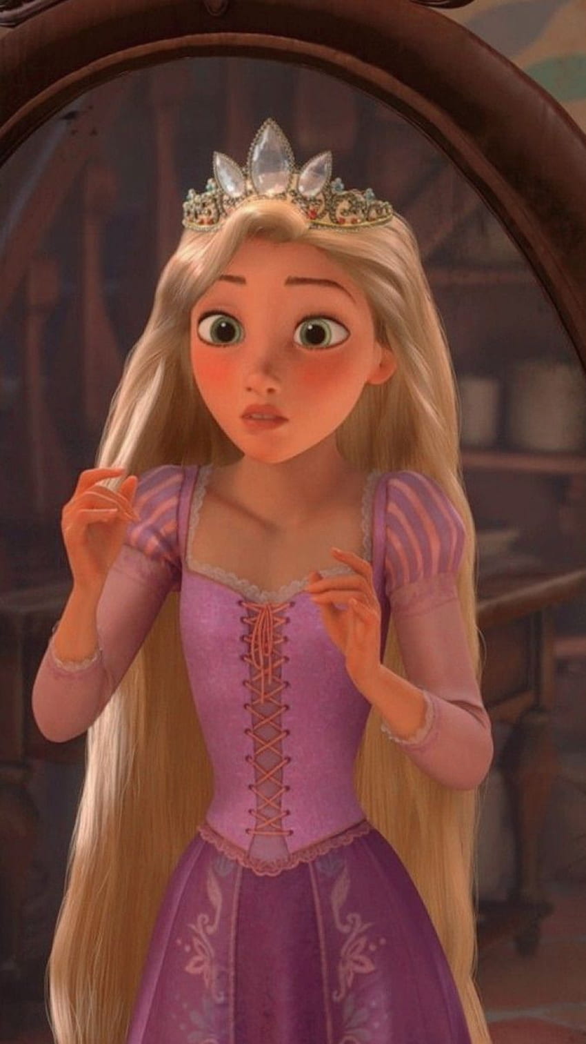 Disney Prinzessin Rapunzel Gesicht, verwirrte Ästhetik HD-Handy-Hintergrundbild