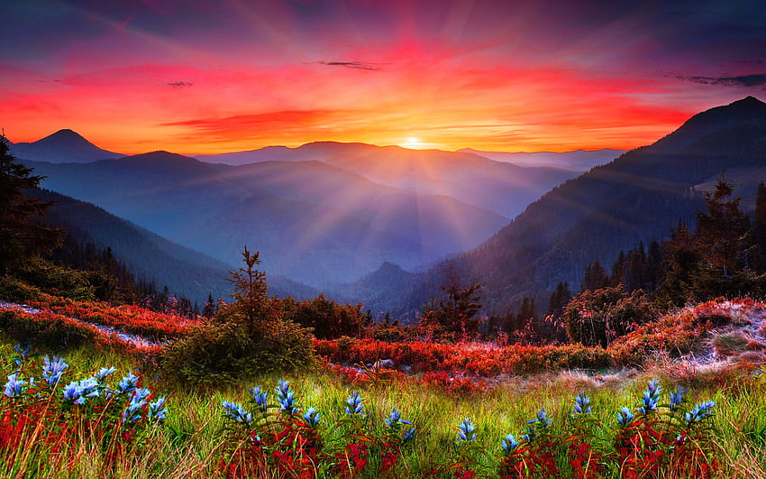 Beautiful Of Good Morning Wishes - Mountain Sunset -, Easter Sunset HD wallpaper