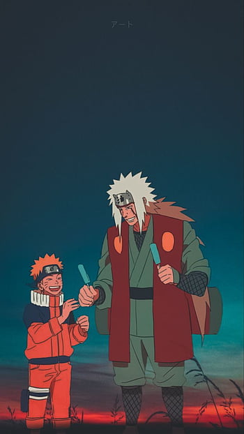 Jiraiya y  Naruto comiendo helados HD