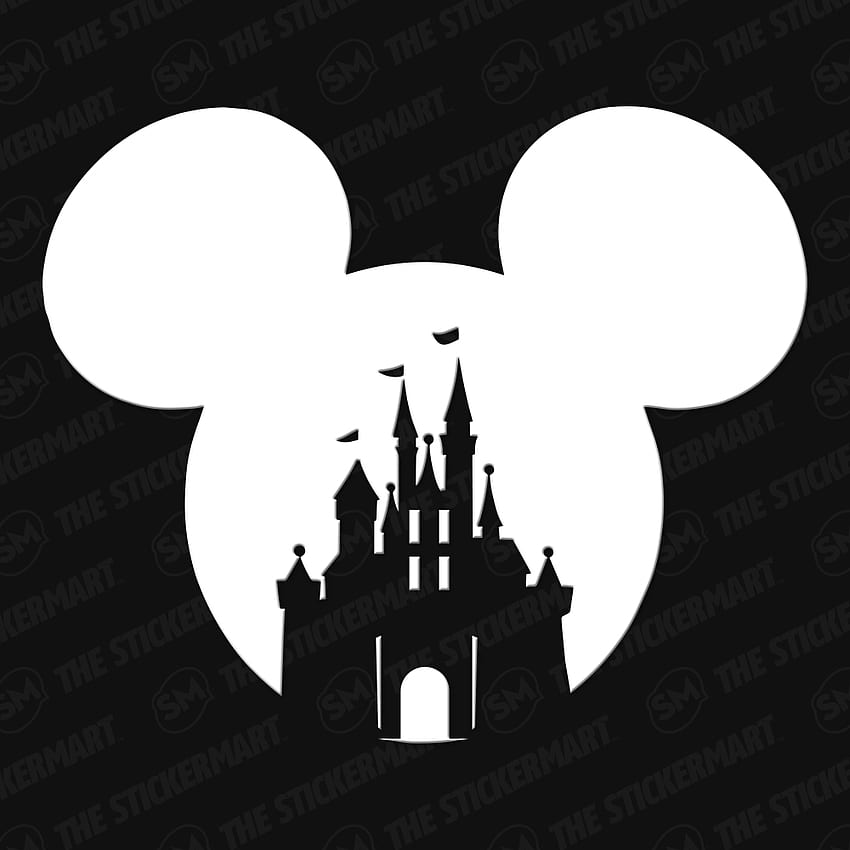 Decalcomania in vinile del castello di Topolino. Adesivo Disney, stencil Disney, testa di Topolino Sfondo del telefono HD