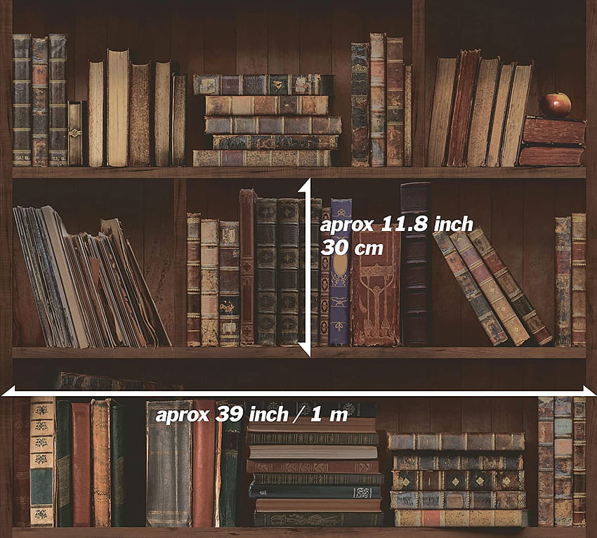 Library Book Bookshelves Antique Bookcase Self Adhesive Peel Stick (VBS1401(3.2' X 9.8')), Amazon Canada, Bookshelf HD wallpaper