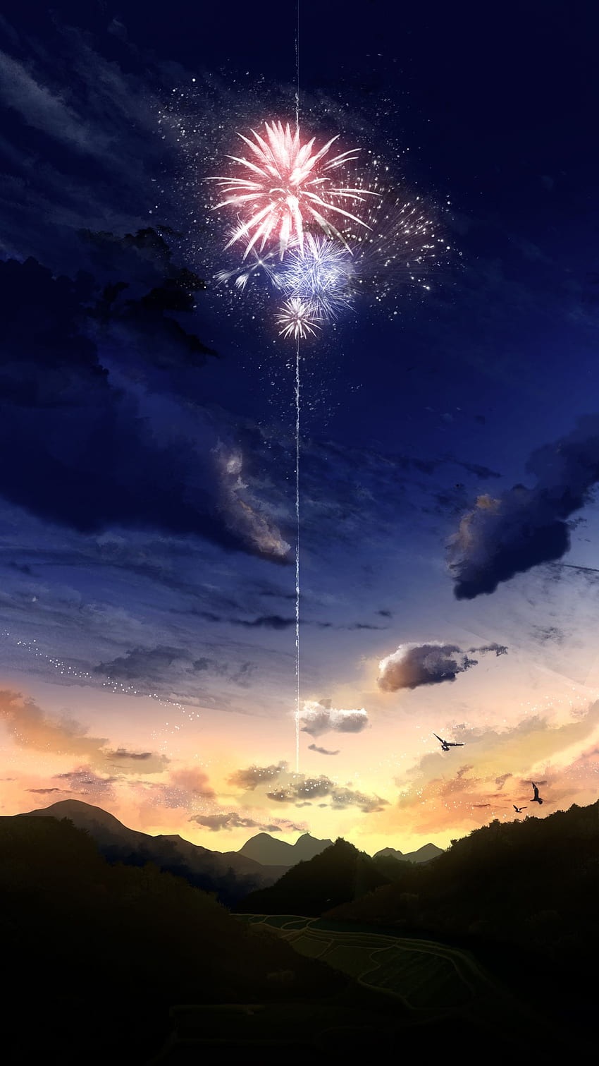 Feuerwerk-Anime HD-Handy-Hintergrundbild