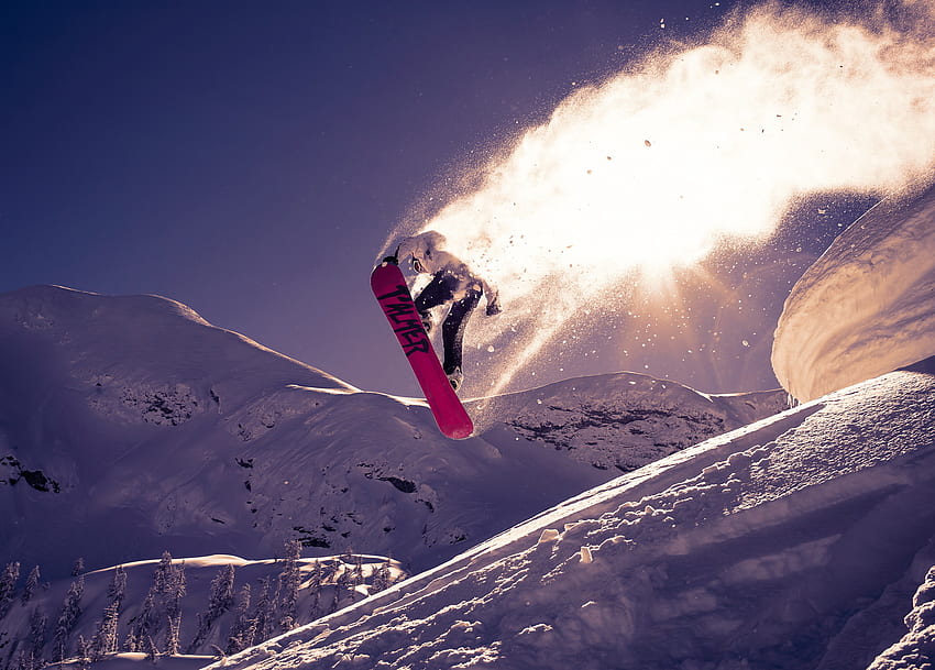 Sport, neve, rimbalzo, salto, snowboard, trucco Sfondo HD