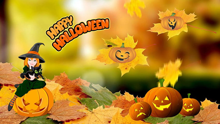 Fall Leaves - Halloween, fantasi, Halloween, alam, kolase, daun gugur Wallpaper HD