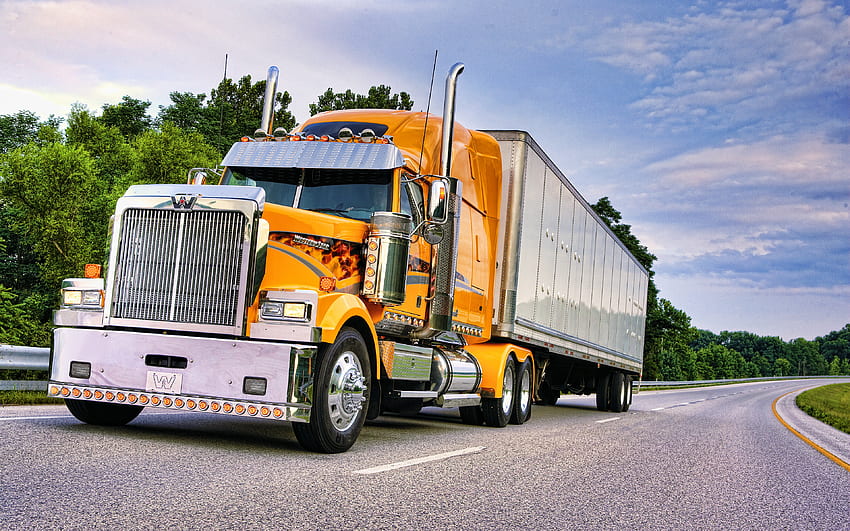 Western Star 4900 EX, otoban, 2021 kamyon, LKW, kargo taşımacılığı, sarı kamyon, amerikan kamyonları, Western Star HD duvar kağıdı
