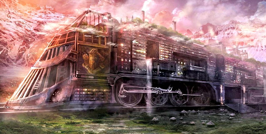 Steampunk Trains, Digital, Steampunk, Trains, Art HD wallpaper