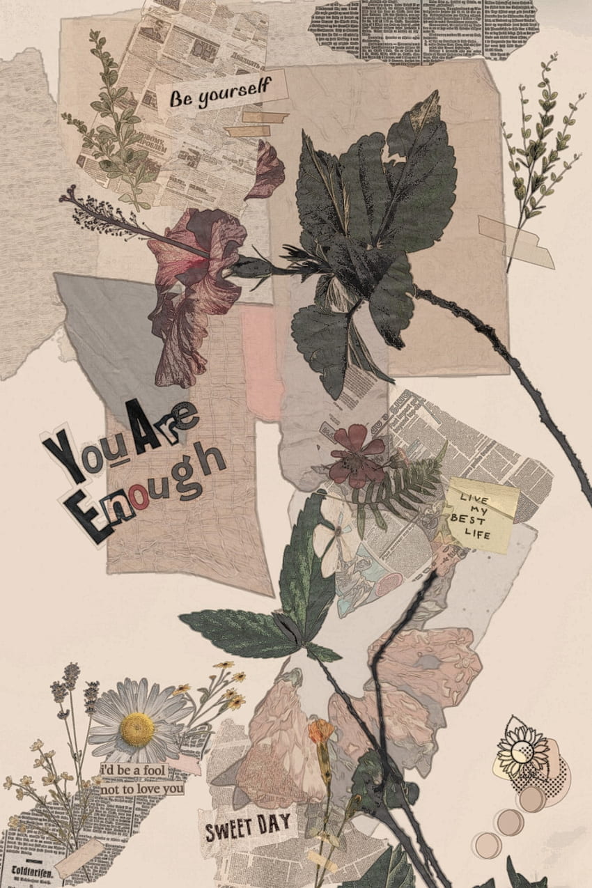 Vintage Spring, estética, periódico, arte, pétalo, flor. fondo de pantalla del teléfono