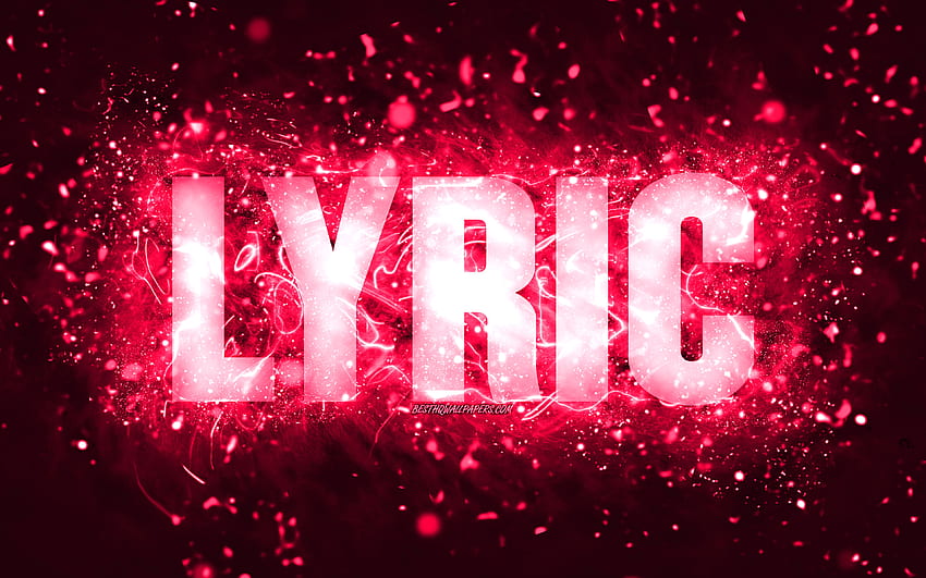 Happy Birtay Lyric, , розови неонови светлини, Lyric име, creative, Lyric Happy Birtay, Lyric Birtay, популярни американски женски имена, с Lyric име, Lyric HD тапет
