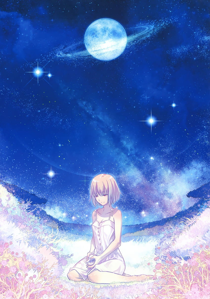 Moon, star, sky, anime, nature, drawing, moonlight, dark, HD phone  wallpaper | Peakpx
