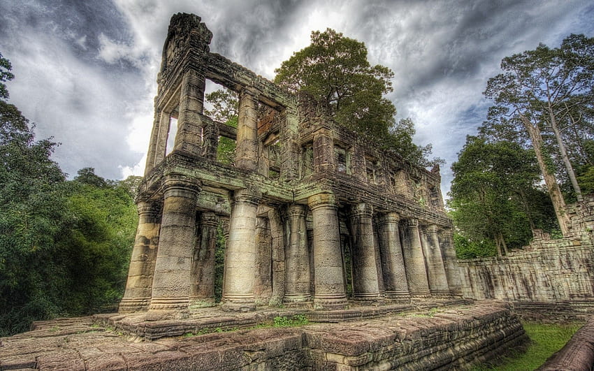 고대 도서관, 캄보디아, 고고학 HD 월페이퍼