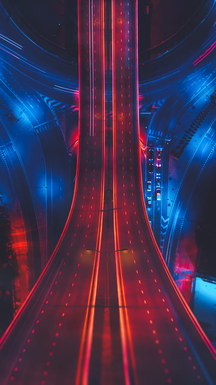Autostrada, strada di notte Sfondo del telefono HD