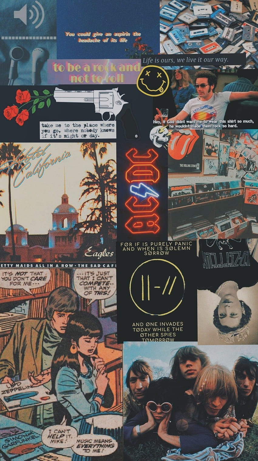 ArteMúsica estética. Escuela de rock, Kertas dinding, Poster abstrak, Vintage Band fondo de pantalla del teléfono