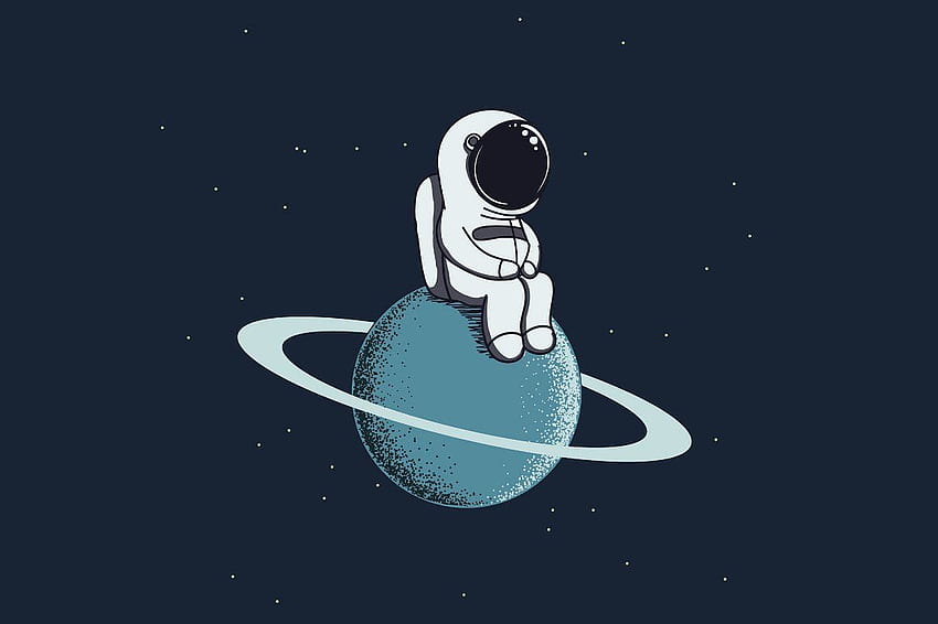 Śliczny kosmita. Sztuka astronautów, rysunki kosmiczne, ilustracja astronautów Tapeta HD