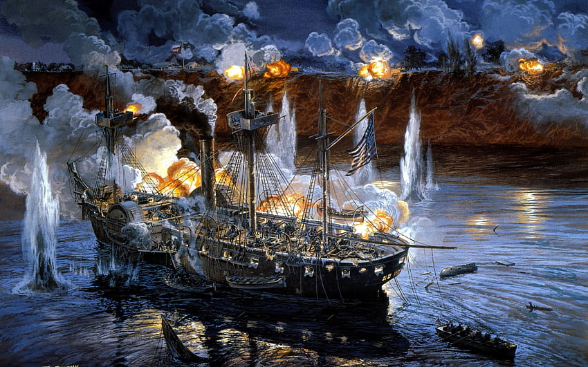 Battle Ship, sea, ship, battle, , artiistical, water HD wallpaper