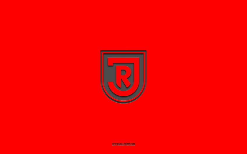 SSV Jahn Regensburg, червен фон, немски футболен отбор, емблема на SSV Jahn Regensburg, Бундеслига 2, Германия, футбол, лого на SSV Jahn Regensburg HD тапет