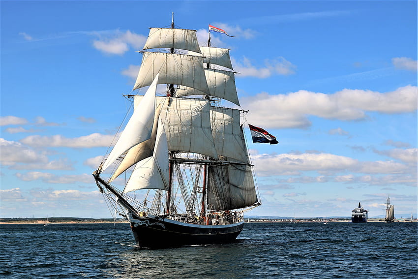 背の高い船、船、帆船、海、背の高い 高画質の壁紙
