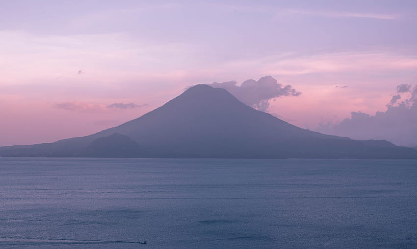 Lake Atitlán, Volcán San Pedro, volcano, mountains, sunset, nature HD wallpaper