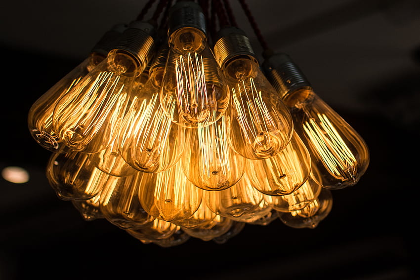 Shine, Light, , , Electricity, Light Bulbs, Chandelier, Filament, Glower, Edison Lamps HD wallpaper