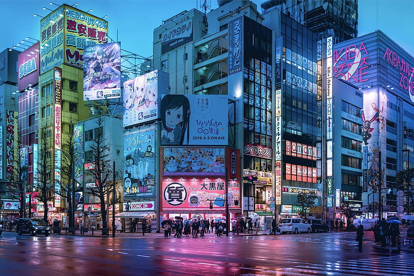 неонови улици на Акихабара Токио. Акихабара Токио, Акихабара, Япония графика, Акихабара Аниме HD тапет