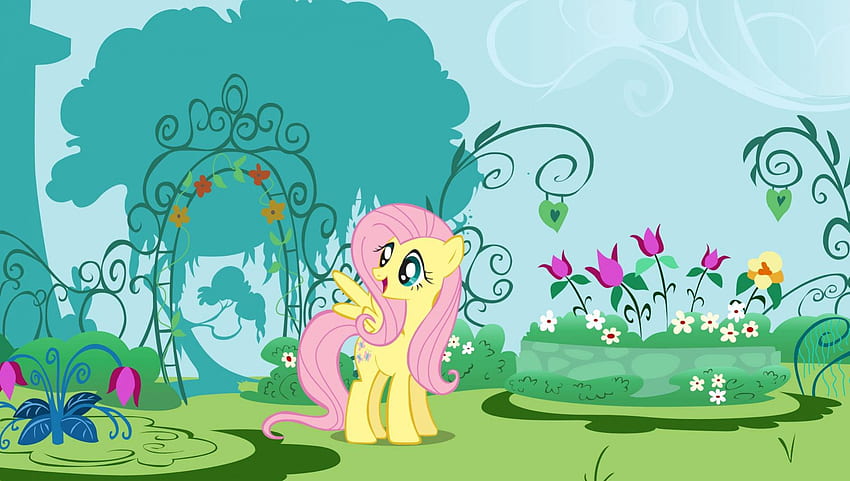 Fluttershy'nin Bahçesi, Fluttershy, Bahçe, Arkadaşlık Sihirlidir, My Little Pony HD duvar kağıdı