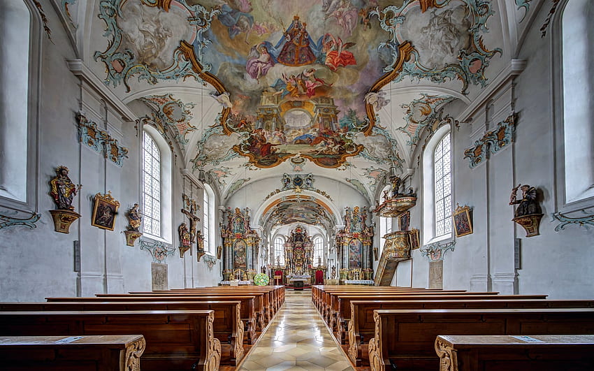 Iglesia en Alemania, adentro, interior, Alemania, iglesia fondo de pantalla