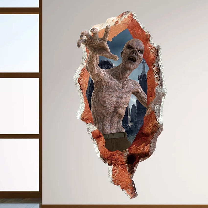 Най-новият ужас Хелоуин 3D стикери за стена Призрачен домашен декор Зомби Хелоуин Декорация на стая Подвижна. Стикери за стена, готино 3D зомби HD тапет за телефон