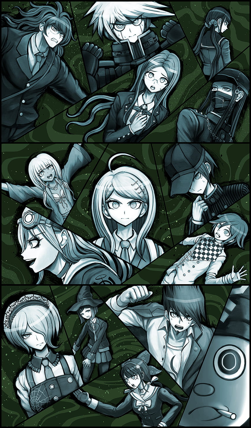 I made a phone out of the V3 class trial portraits : danganronpa HD phone wallpaper