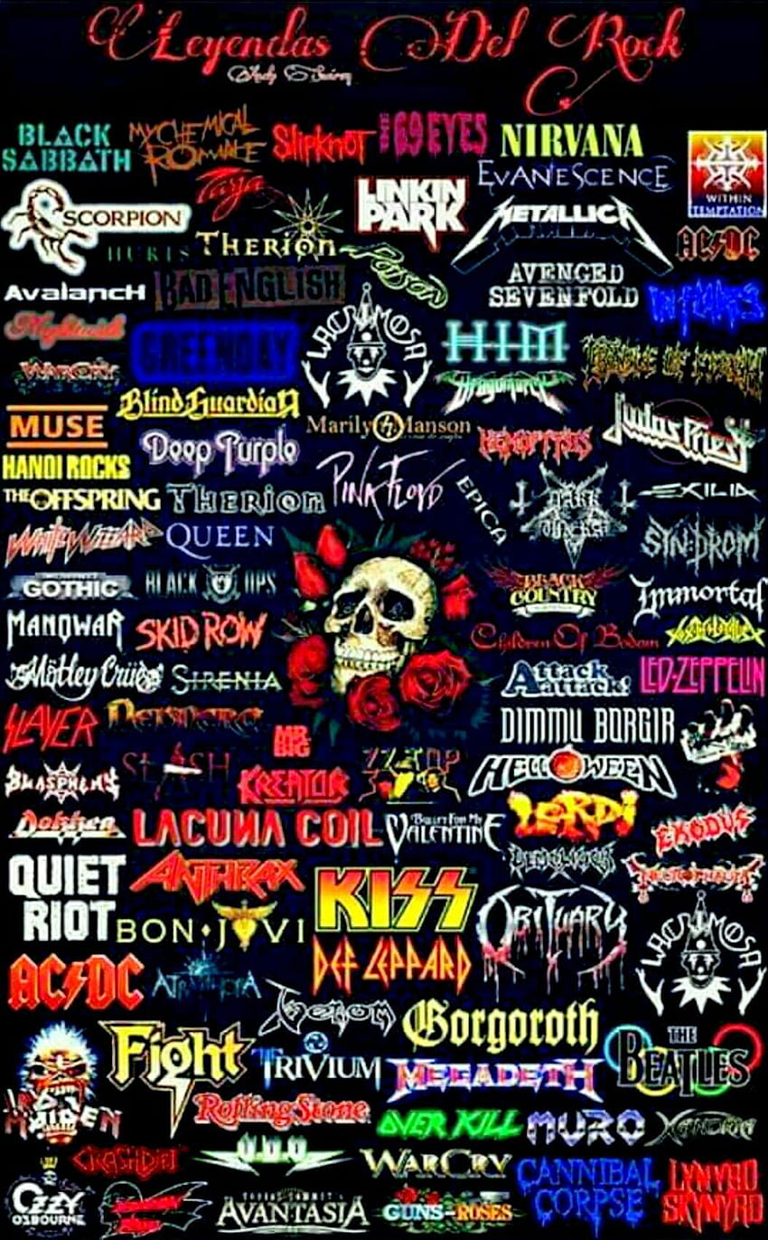 Logos de bandas de metal, logos de bandas de rock, música hard rock fondo de pantalla del teléfono