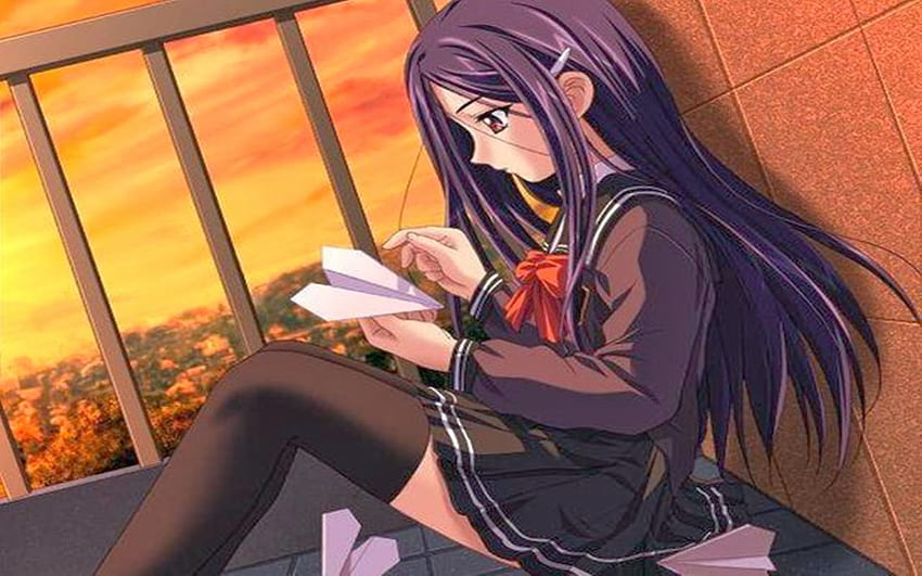 Anime Girl Alone, Anime Girl Alone Light Wallpaper HD