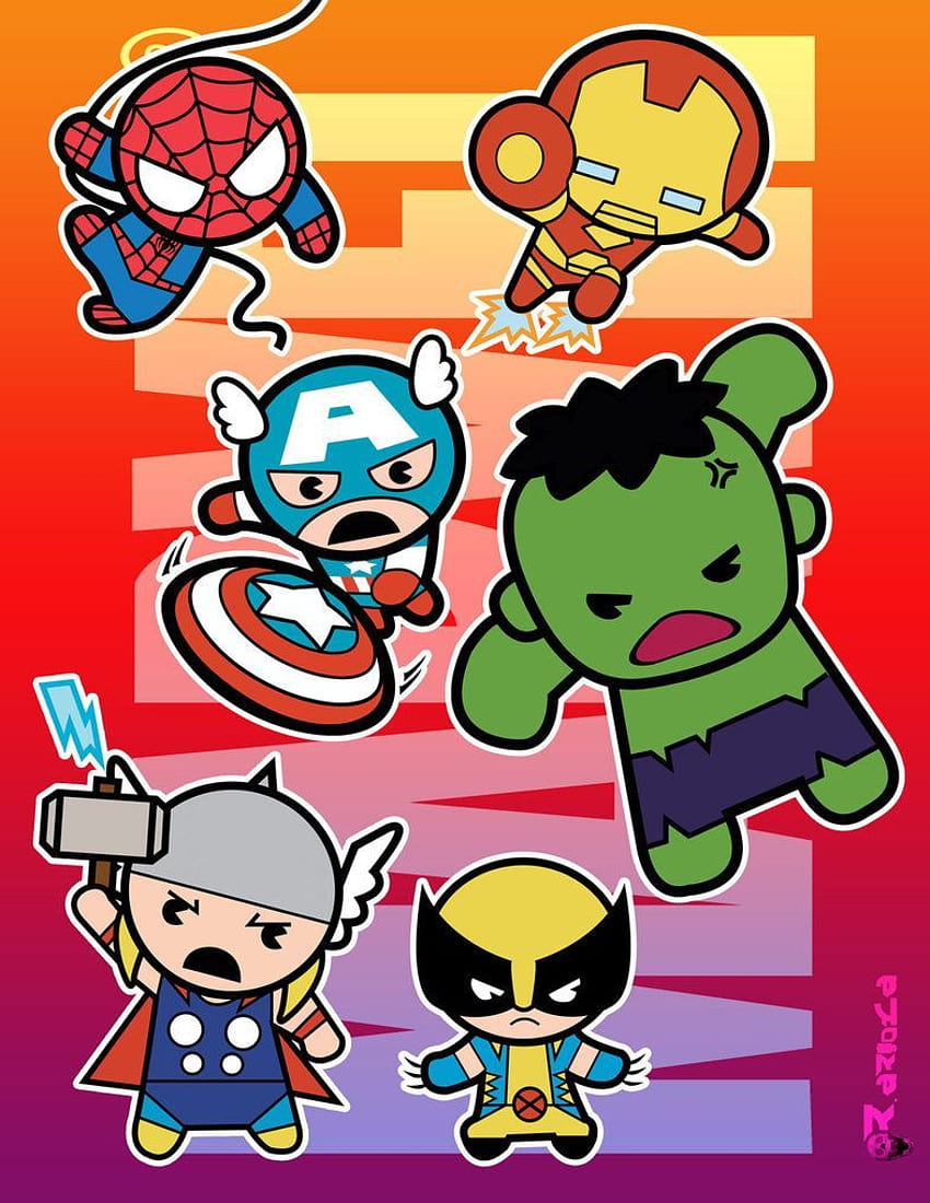 マーベル（ちび）スーパーヒーローズ。 Avengers cartoon, Chibi marvel, Baby avengers HD電話の壁紙