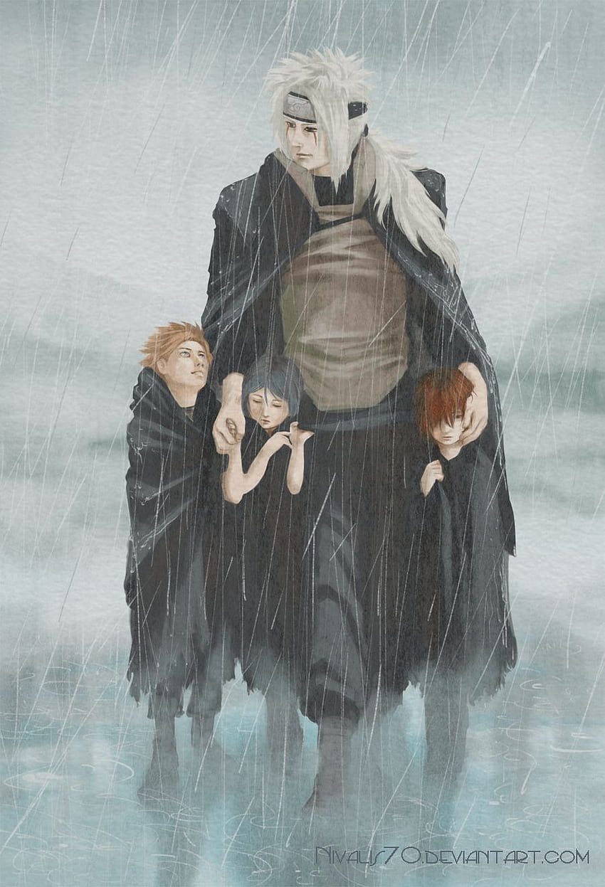 Children of the rain featuring Jiraiya, Yahiko, Konan and Nagato, Master Jiraiya HD phone wallpaper