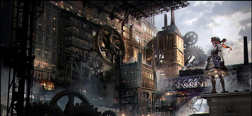 Steampunk-Stadt, Abstrakt, Stadt, Steampunk, Fantasie HD-Hintergrundbild