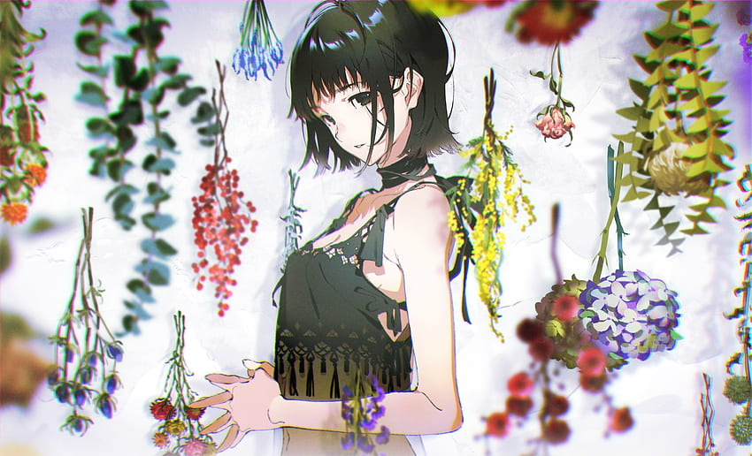 Dunkles Haar, heiß, Anime-Mädchen, originell HD-Hintergrundbild