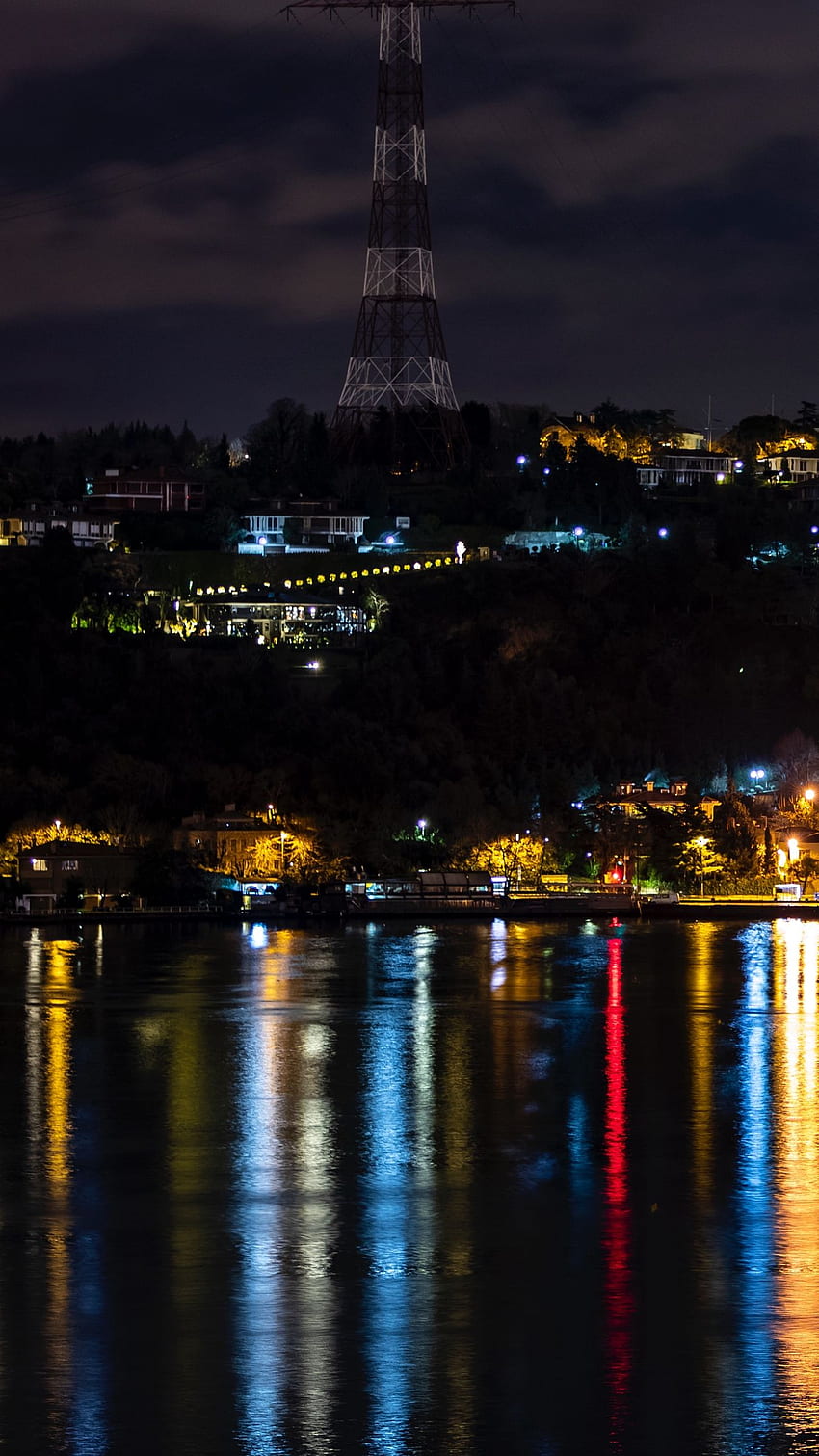night city, city lights, coast, Istanbul HD phone wallpaper