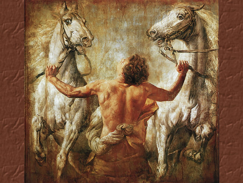 Fury - Horses, artwork, horse, painting, art, equine HD wallpaper
