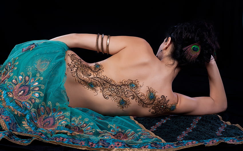 peacock tattoo, blue, tattoos, peacock, girl HD wallpaper