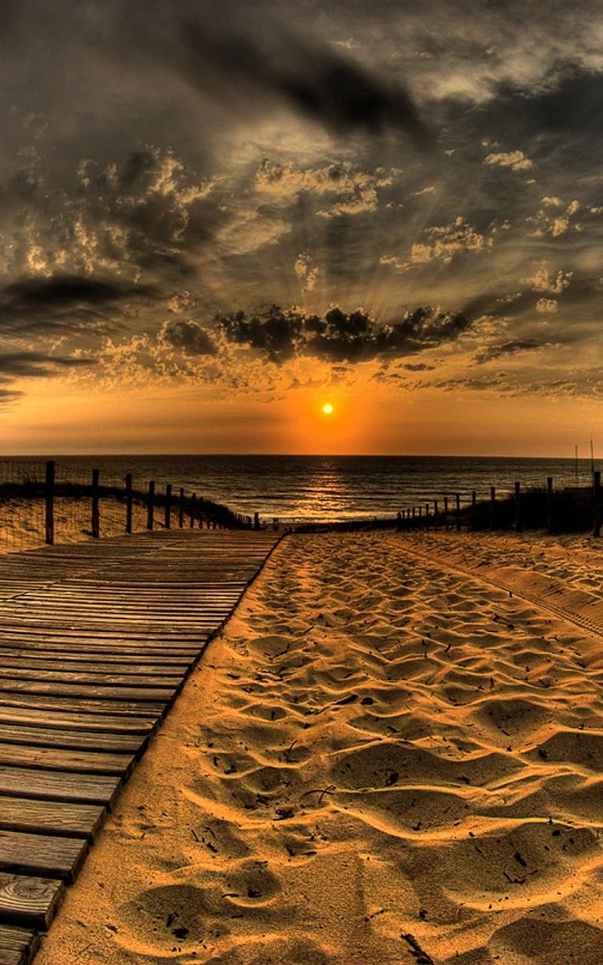 Nature iPhone 6 Plus - Wooden Path Sea Sunset Sand iPhone 6 Plus . Beautiful graphy nature, Nature graphy, Beautiful nature, Amazing Nature Sunset HD phone wallpaper