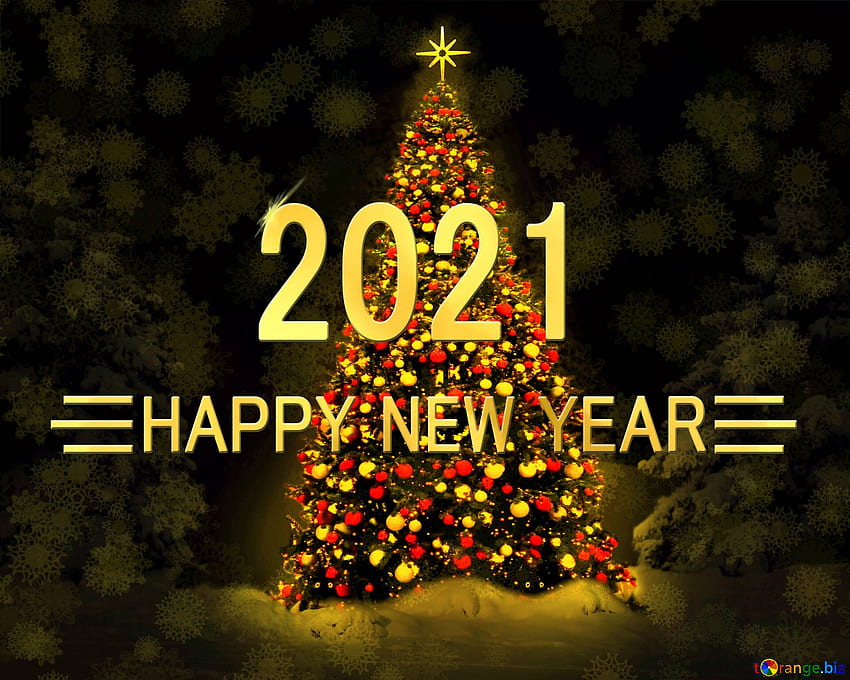Christmas Tree Shiny Happy New Year 2021 Latar Belakang CC BY License Stock Fx №141075 Wallpaper HD