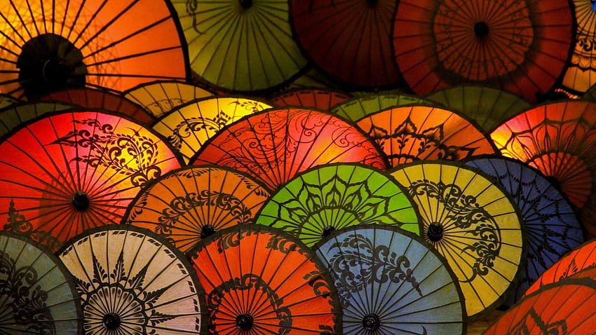 Japanese Umbrellas. Bokeh , Japanese umbrella, Japanese, Japanese Pop Art HD wallpaper