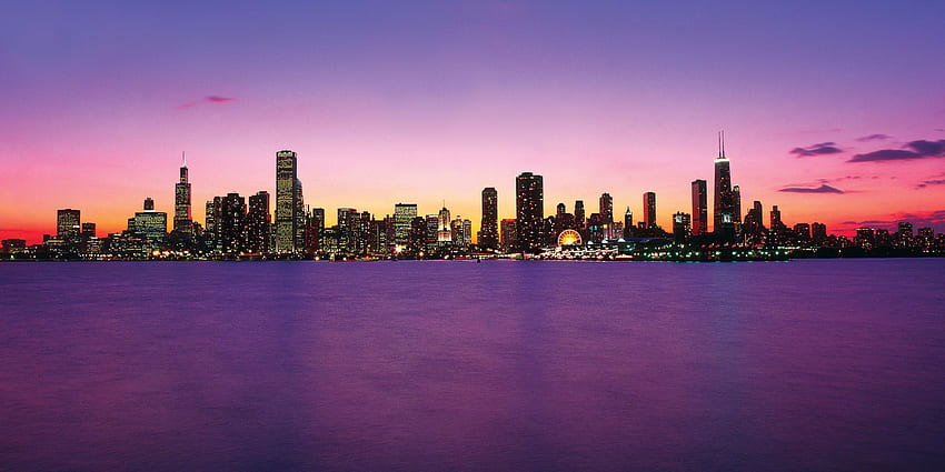 Chicago Sky Purple, Chicago Downtown HD wallpaper