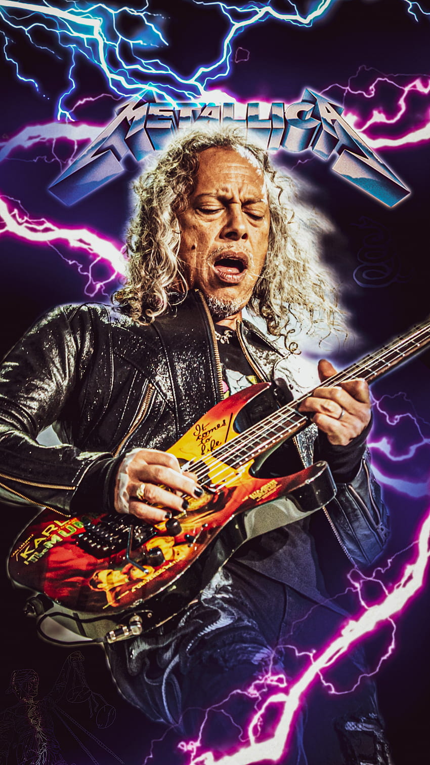 Kirk Hammett, relámpago, rock, the, metal, Metallica, paseo fondo de pantalla del teléfono