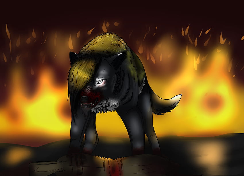 Serigala Fantasi Api Vektor hewan ajaib Wallpaper HD